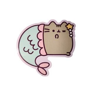 Pusheen the Cat Cute Pink and Green Mermaid Sticker